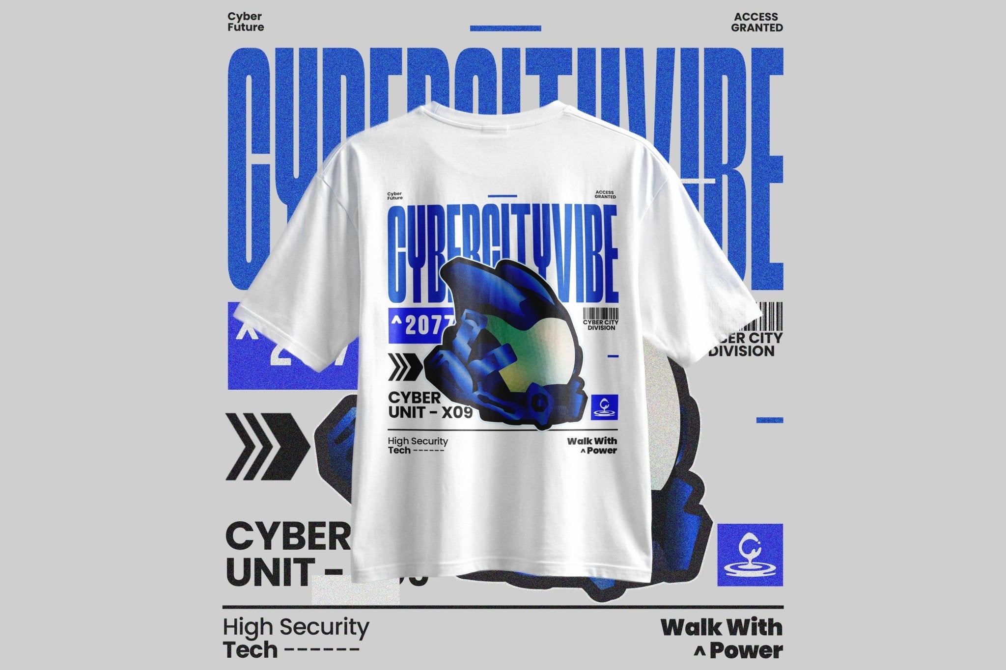 CyberCity Vibe: The 2077 Cyber Unit - X09 Oversized Tee - Cotton Sinker Oversize Tshirt (Multicolor) - StreetKarrma