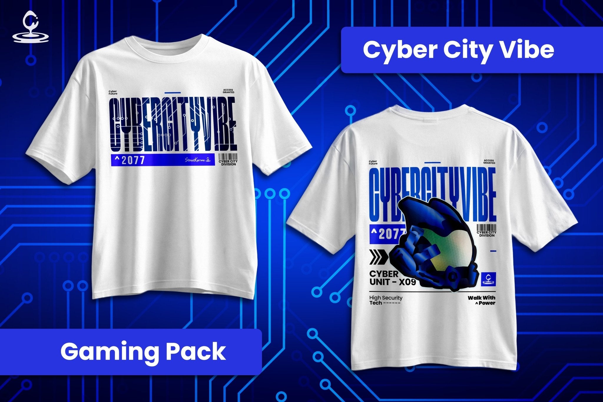 CyberCity Vibe: The 2077 Cyber Unit - X09 Oversized Tee - Cotton Sinker Oversize Tshirt (Multicolor) - StreetKarrma