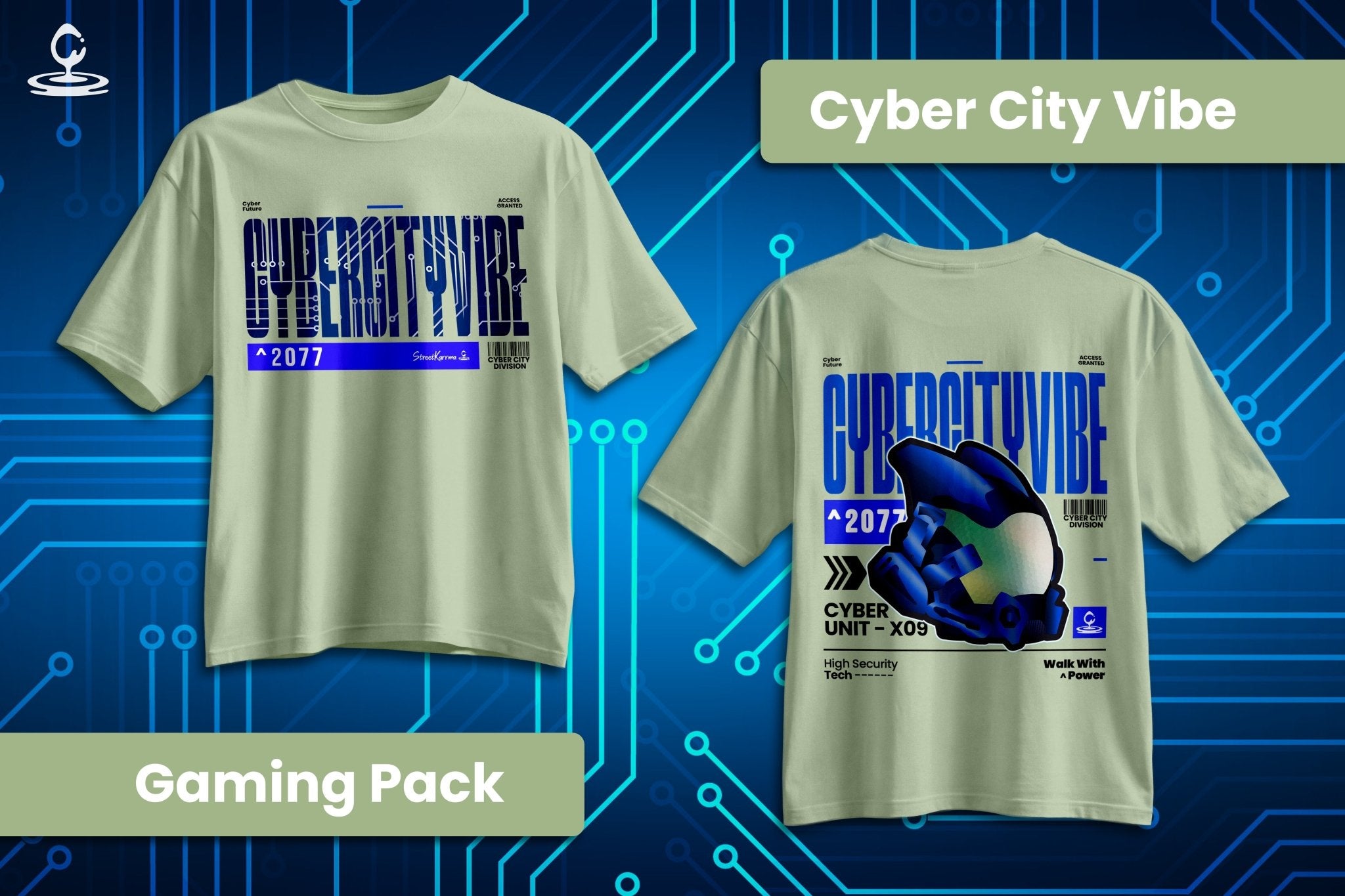CyberCity Vibe: The 2077 Cyber Unit - X09 Oversized Tee - Cotton Sinker Oversize Tshirt (Multicolor) - StreetKarrma