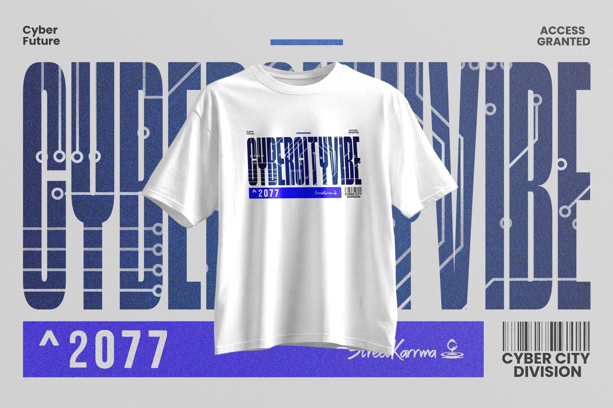 CyberCity Vibe: The 2077 Cyber Unit - X09 Oversized Tee - Cotton Sinker Oversize Tshirt (Multicolor) - StreetKarrma