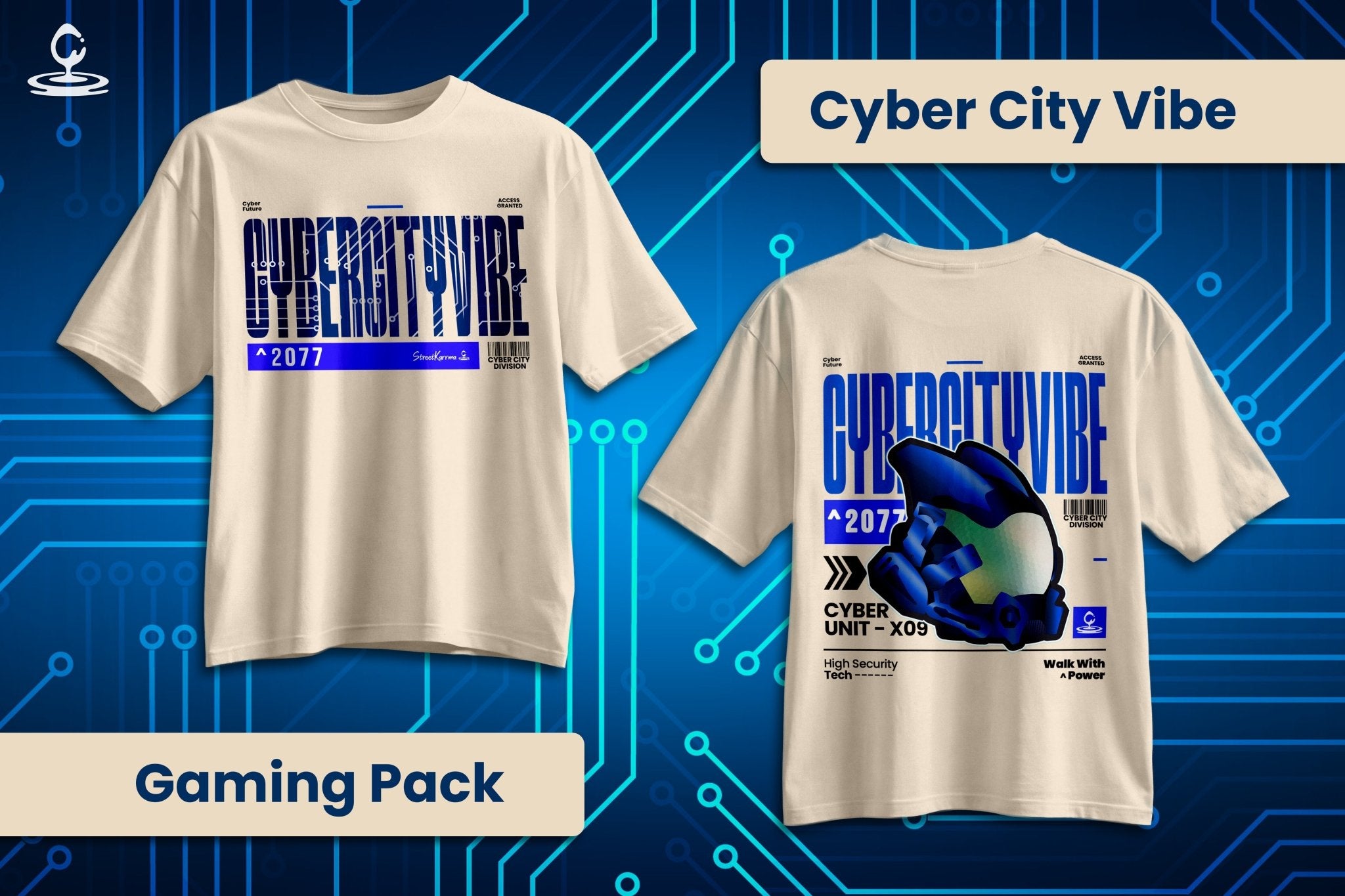CyberCity Vibe: The 2077 Cyber Unit - X09 Oversized Tee - Cotton Sinker Oversize Tshirt (Multicolor) - StreetKarrma