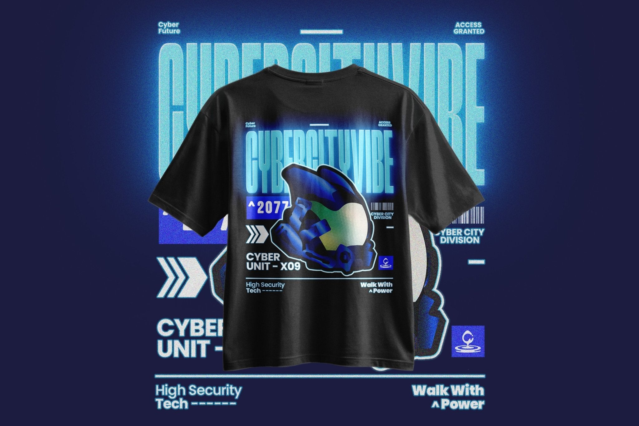 CyberCity Vibe: The 2077 Cyber Unit - X09 Oversized Tee - Cotton Sinker Oversize Tshirt (Multicolor) - StreetKarrma