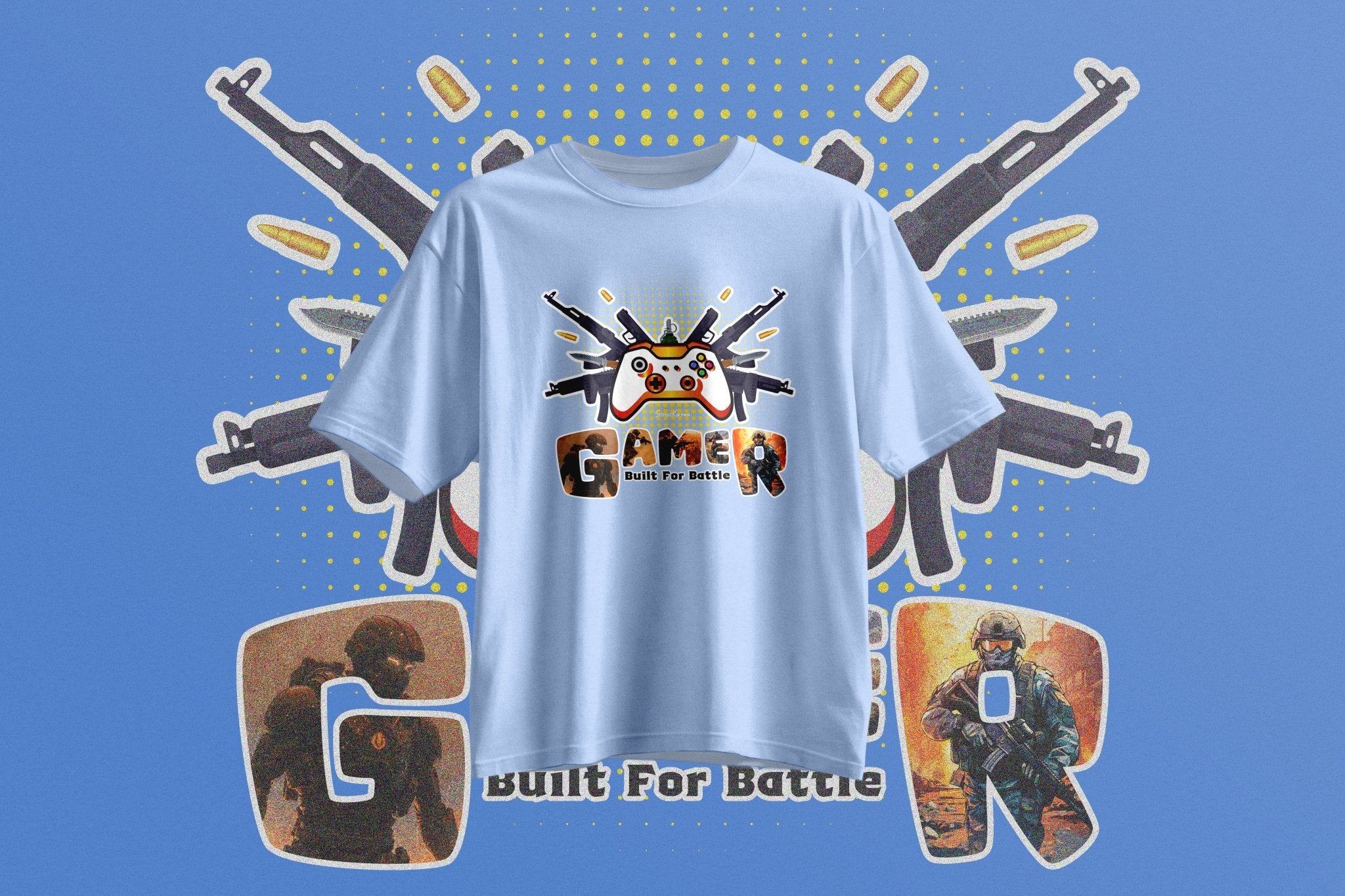 StreetKarrma “Built for Battle” Gamer Tee - Cotton Sinker Oversize Tshirt (Multicolor) - StreetKarrma
