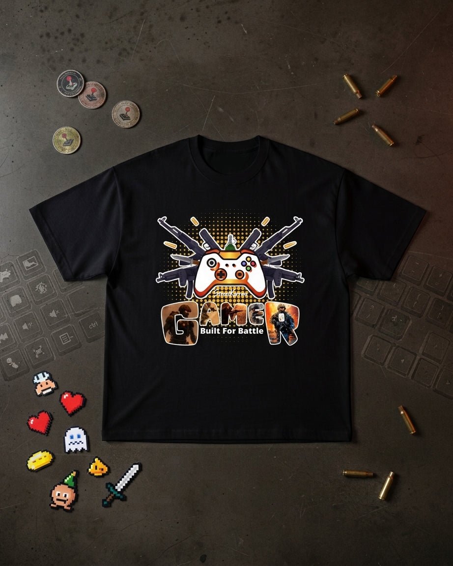StreetKarrma “Built for Battle” Gamer Tee - Cotton Sinker Oversize Tshirt (Multicolor) - StreetKarrma