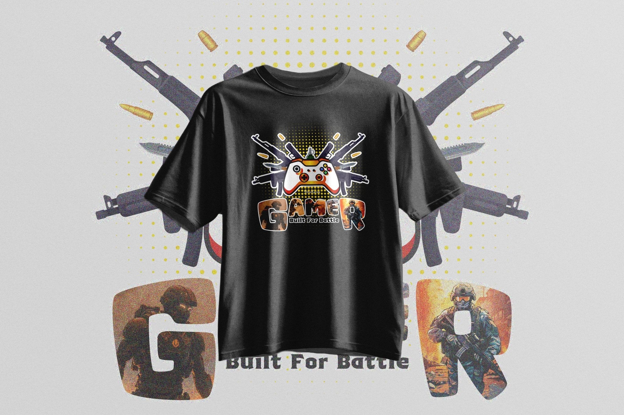 StreetKarrma “Built for Battle” Gamer Tee - Cotton Sinker Oversize Tshirt (Multicolor) - StreetKarrma