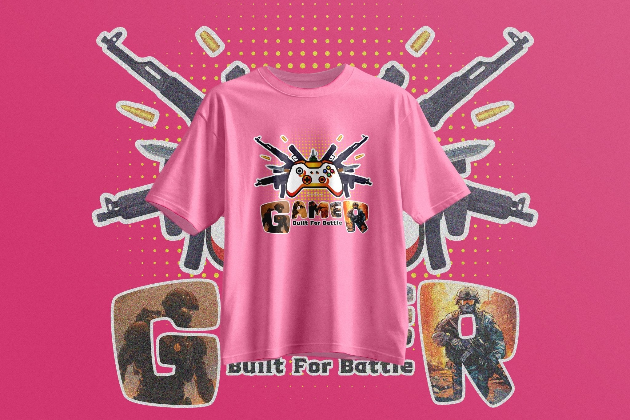 StreetKarrma “Built for Battle” Gamer Tee - Cotton Sinker Oversize Tshirt (Multicolor) - StreetKarrma