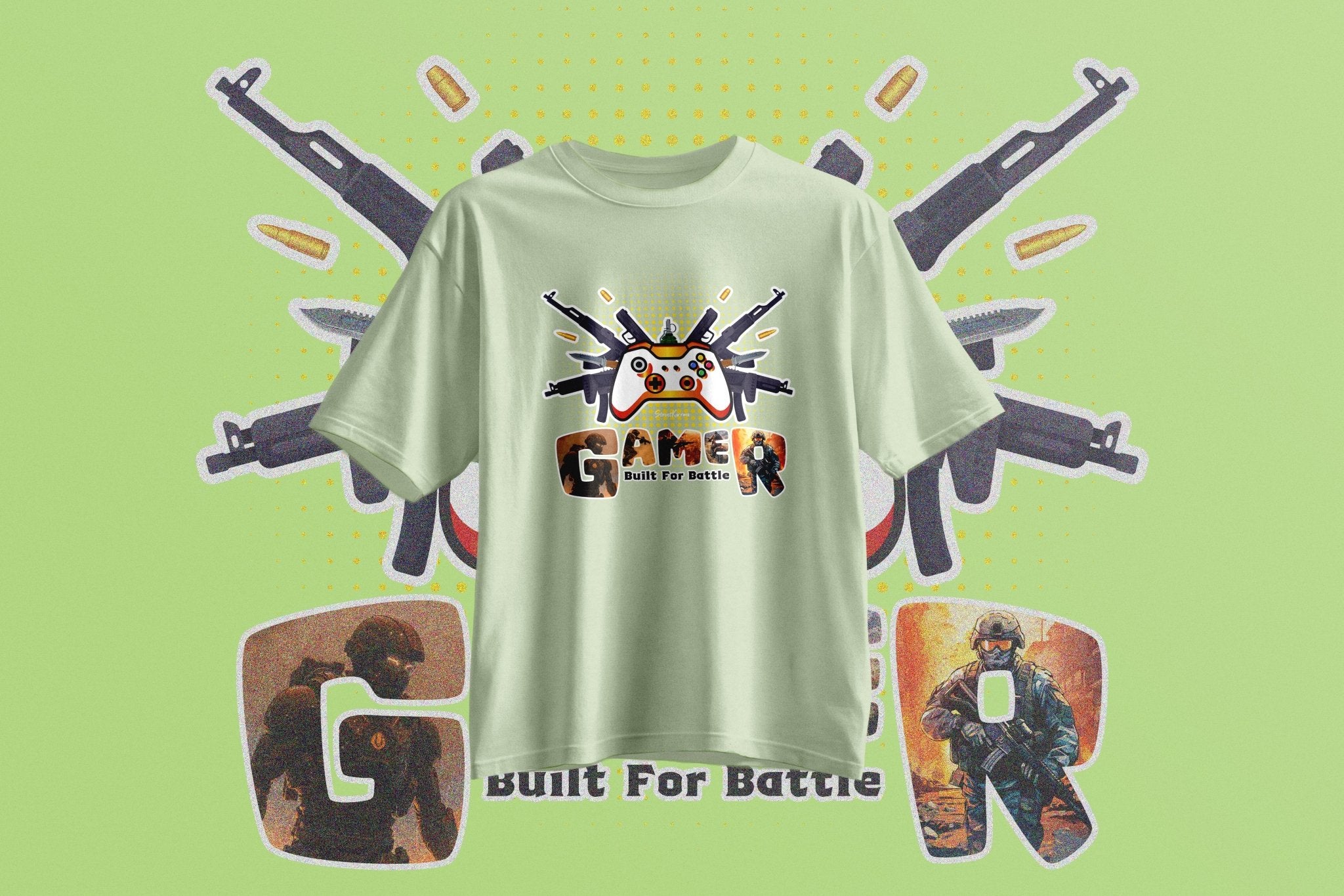 StreetKarrma “Built for Battle” Gamer Tee - Cotton Sinker Oversize Tshirt (Multicolor) - StreetKarrma