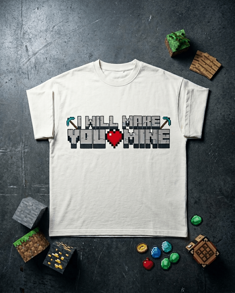 StreetKarrma “I Will Make You Mine” Pixel Love Tee - Cotton Sinker Oversize Tshirt (Multicolor) - StreetKarrma