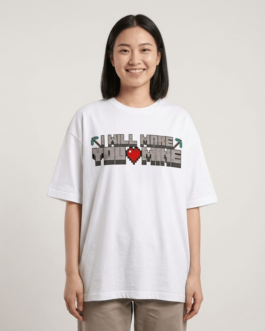 StreetKarrma “I Will Make You Mine” Pixel Love Tee - Cotton Sinker Oversize Tshirt (Multicolor) - StreetKarrma