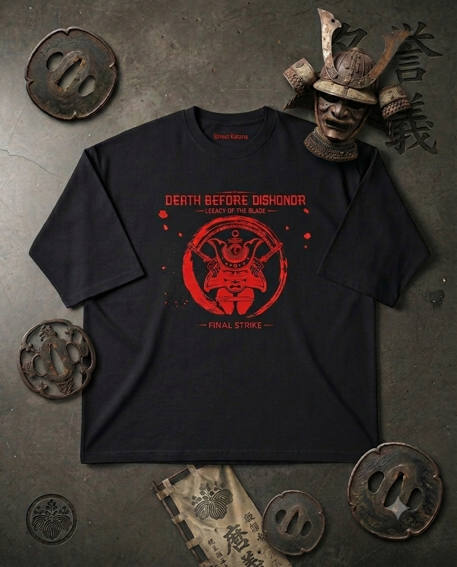 Gemini_Generated_Image_2nu6jq2nu6jq2nu6 "Death Before Dishonor – Final Strike" Samurai Tee - Image 1