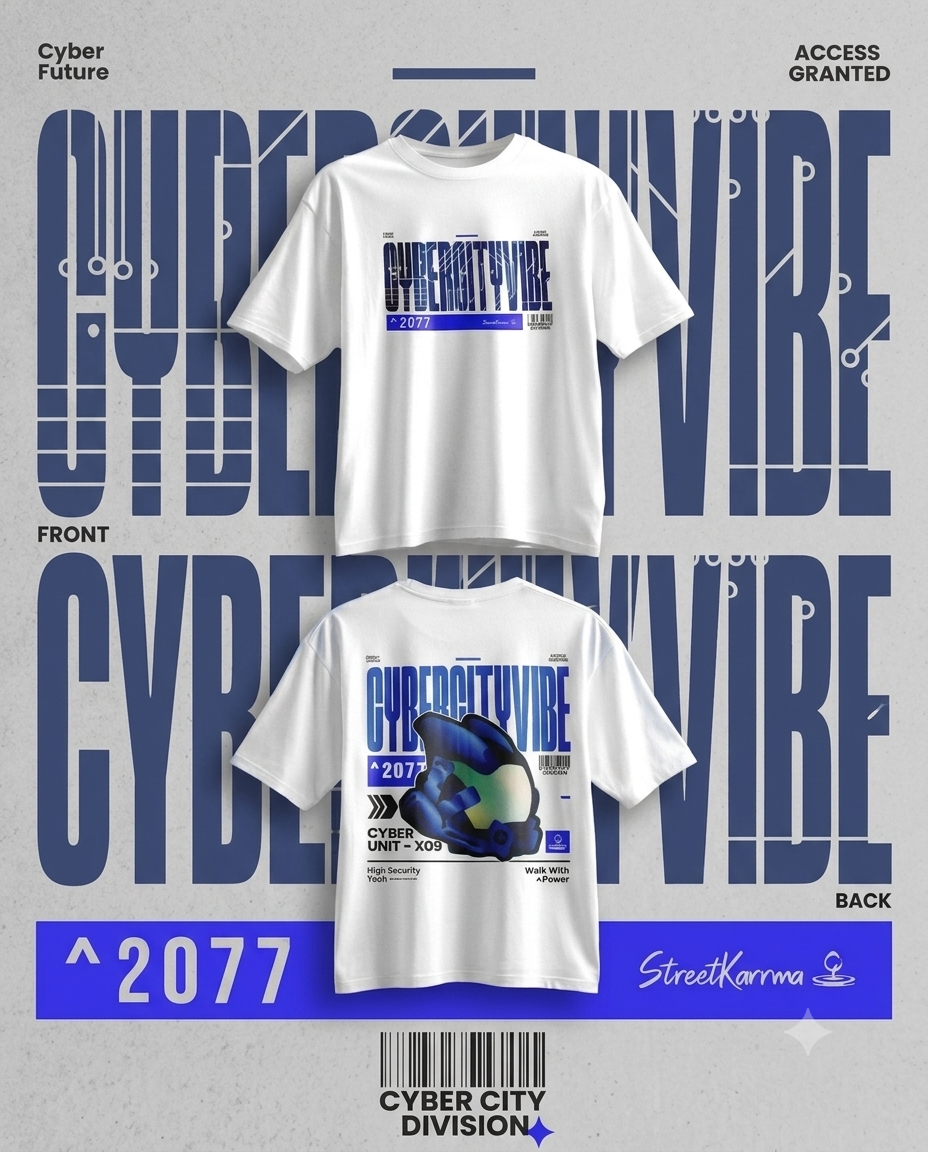 Gemini_Generated_Image_7s17vp7s17vp7s17 CyberCity Vibe: The 2077 Cyber Unit - X09 Oversized Tee - Image 1